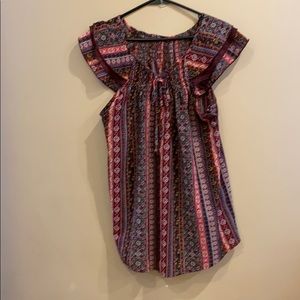 Loose cap sleeve shirt with ties